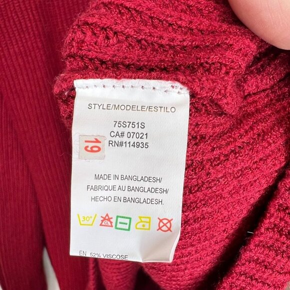 NWT RD Style Red Ribbed Knit Pullover Sweater Half-Zip Mock Neck Size L - Picture 4 of 6